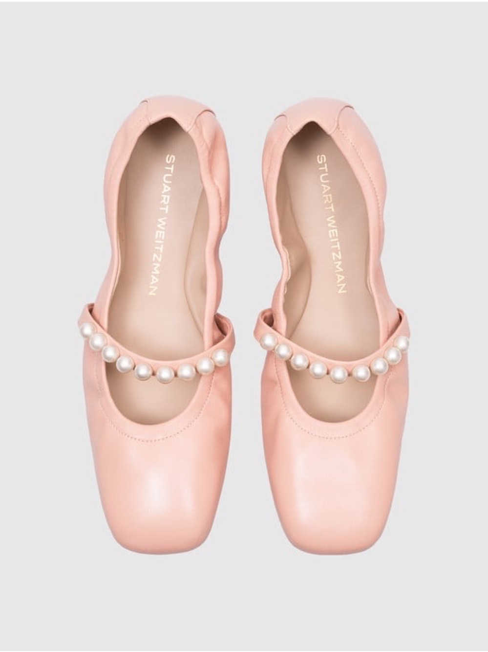 Stuart Weitzman Goldie Pearl Ballet Flats 8.5B NWT Peony Pink